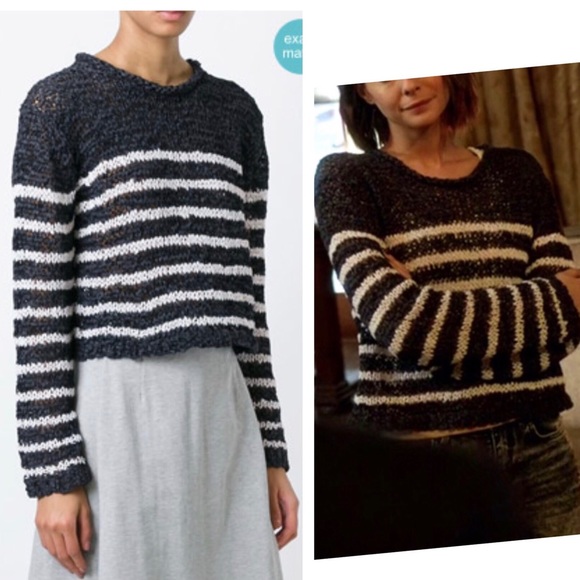 Alexander Wang Sweaters - ALEXANDER WANG OPEN KNIT CROP TOP SWEATER STRIPED